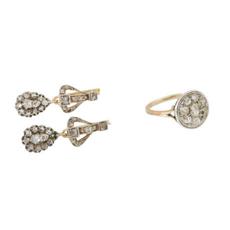 Set of ring and earrings with diamonds total approx. 2.5 ct, - photo 3