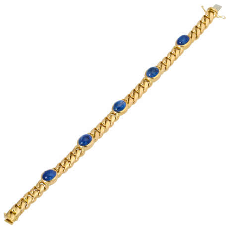 Bracelet with 5 oval sapphire cabochons together ca. 20 ct, - фото 3
