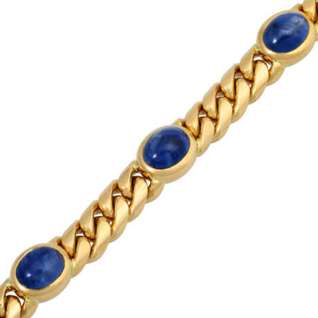 Bracelet with 5 oval sapphire cabochons together ca. 20 ct, - фото 4