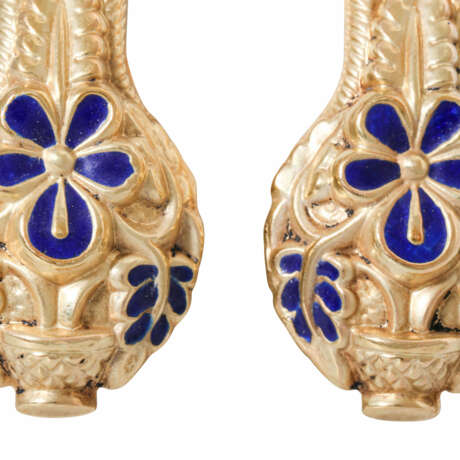 Earrings with blue enameled petals, - Foto 3