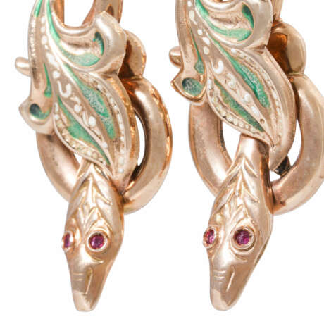 Earrings "Snakes" with emeralds, rubies and enamel, - фото 5