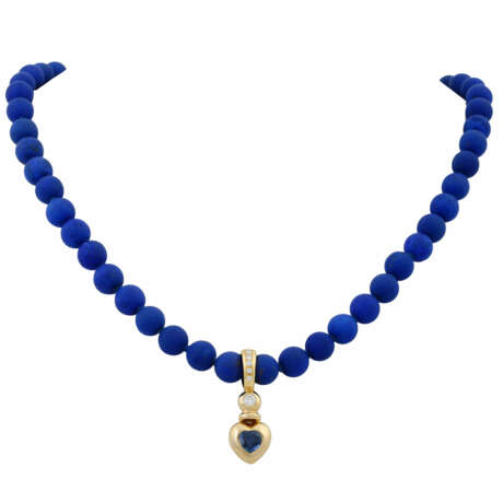 Lapis lazuli necklace with clip pendant - photo 1