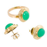 Jewelry set ring and stud earrings with chrysoprase, - Foto 1