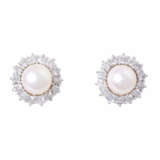 Pair of stud earrings with pearls and diamonds - photo 1