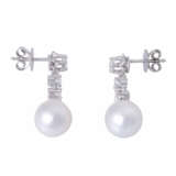 Pair of earrings with pearls and diamonds - фото 3