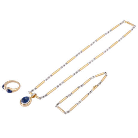 3-piece jewelry set with sapphire cabochons - photo 1