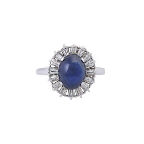 Ring with sapphire cabochon and diamonds - фото 2