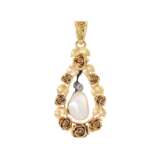 Antique pendant with natural pearl and diamond rose ca. 0,05 ct - Foto 1