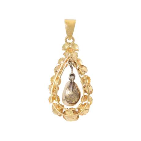 Antique pendant with natural pearl and diamond rose ca. 0,05 ct - фото 3