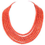 Coral necklace 5 rows - фото 1