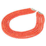 Coral necklace 5 rows - фото 3