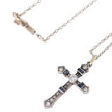 Cross pendant with sapphires and diamonds - photo 4