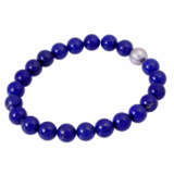 Lapis lazuli ball necklace with platinum diamond clasp add. ca. 1,3 ct, - фото 3