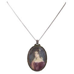 Antique pendant with fine miniature painting,