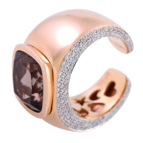 AL CORO ring with smoky quartz and diamonds of total approx. 0.5 ct, - фото 5