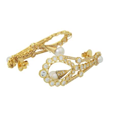 SAZINGG pair of earrings with pearls and diamonds - фото 6