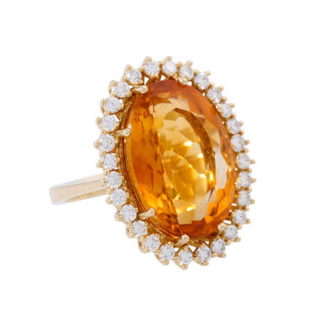Ring with citrine and diamonds - photo 1