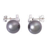 Earrings with diamonds total ca. 1,5 ct and removable Tahitian pearls, - photo 2