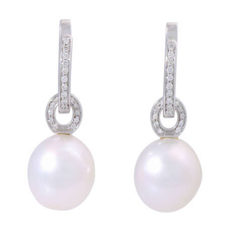UTOPIA PEARLS Earrings with South Sea pearls and diamonds total approx. 0.4 ct, - photo 2