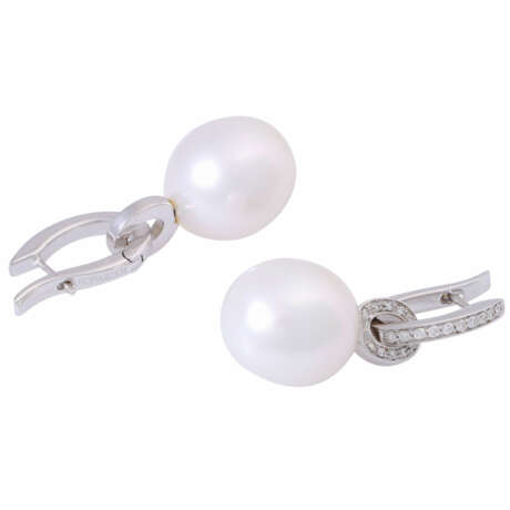 UTOPIA PEARLS Earrings with South Sea pearls and diamonds total approx. 0.4 ct, - Foto 4