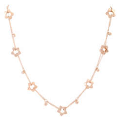Playful "heart-flowers" necklace with diamonds of total approx. 1.1 ct,