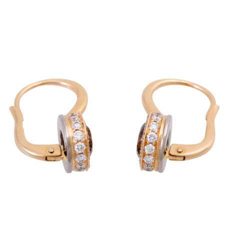 Earrings with cognac colored diamonds each ca. 0,9 ct, - Foto 3