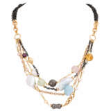 Necklace with various stones, diamonds and cultured pearls, - фото 1