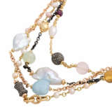 Necklace with various stones, diamonds and cultured pearls, - photo 4