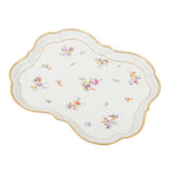 MEISSEN "Serving tray with flowers and insect painting" 1860-1924
