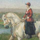 KERSCHENSTEINER, JOSEF (1864-1936) "Lady on horseback on the bank of a river". - Foto 4