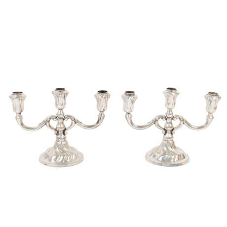 JOHANN BECK SCHWÄBISCH GMÜND, pair of candlesticks made of silver in baroque style, 800, middle 20th c., - фото 1