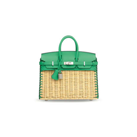 A LIMITED EDITION MENTHE SWIFT LEATHER & OSIER PICNIC BIRKIN 25 WITH PALLADIUM HARDWARE - фото 1