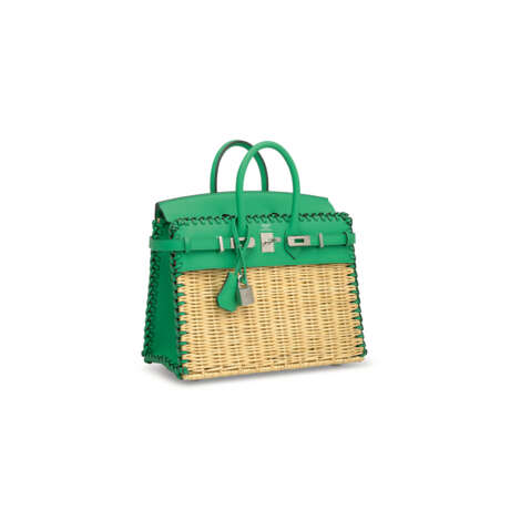 A LIMITED EDITION MENTHE SWIFT LEATHER & OSIER PICNIC BIRKIN 25 WITH PALLADIUM HARDWARE - photo 2