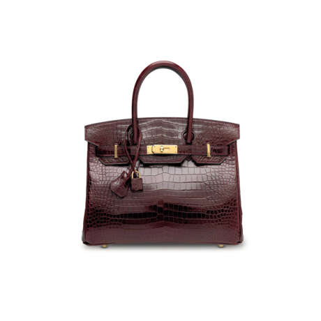 A SHINY BORDEAUX POROSUS CROCODILE BIRKIN 30 WITH GOLD HARDWARE - photo 1