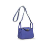 A BLEU ROYAL CL&#201;MENCE LEATHER MINI LINDY 19 WITH GOLD HARDWARE - фото 2