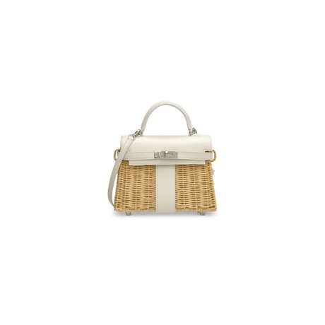 A LIMITED EDITION WHITE SWIFT LEATHER & OSIER MINI PICNIC KELLY WITH PALLADIUM HARDWARE - photo 1
