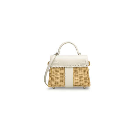A LIMITED EDITION WHITE SWIFT LEATHER & OSIER MINI PICNIC KELLY WITH PALLADIUM HARDWARE - photo 3