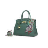 A SET OF TWO: A MALACHITE TOGO LEATHER BIRKIN 30 WITH GOLD HARDWARE & TWILLIES - фото 1