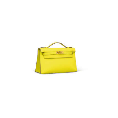 A LIME SWIFT LEATHER KELLY POCHETTE WITH GOLD HARDWARE - фото 2