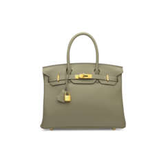 A SAUGE CL&#201;MENCE LEATHER BIRKIN 30 WITH GOLD HARDWARE