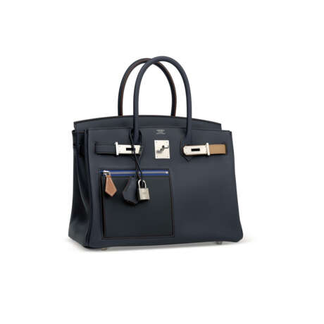 A LIMITED EDITION BLEU, NOIR, CHAI, ETOUPE & GOLD SWIFT LEATHER COLORMATIC BIRKIN 30 WITH PALLADIUM HARDWARE - фото 2