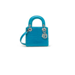 A SHINY TURQUOISE ALLIGATOR MINI LADY DIOR WITH SILVER &amp; CRYSTAL HARDWARE