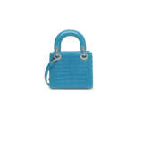 A SHINY TURQUOISE ALLIGATOR MINI LADY DIOR WITH SILVER & CRYSTAL HARDWARE - Foto 3