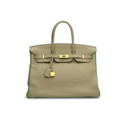 A CUSTOM SAUGE &amp; BAMBOU CL&#201;MENCE LEATHER BIRKIN 35 WITH BRUSHED GOLD HARDWARE