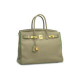 A CUSTOM SAUGE & BAMBOU CL&#201;MENCE LEATHER BIRKIN 35 WITH BRUSHED GOLD HARDWARE - photo 3