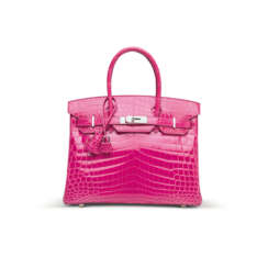 A SHINY ROSE TYRIEN NILOTICUS CROCODILE BIRKIN 30 WITH PALLADIUM HARDWARE