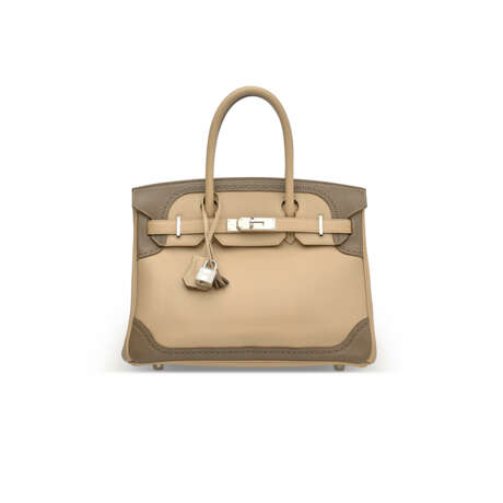 A LIMITED EDITION ARGILE & &#201;TOUPE SWIFT LEATHER GHILLIES BIRKIN 30 WITH PALLADIUM HARDWARE - Foto 1