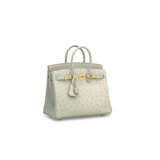 A GRIS PERLE OSTRICH BIRKIN 25 WITH GOLD HARDWARE - фото 2