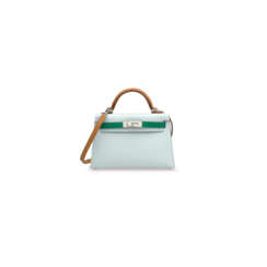 A LIMITED EDITION BLEU BRUME, VERT JADE &amp; GOLD EPSOM LEATHER TRICOLOR MINI KELLY 20 II WITH PALLADIUM HARDWARE