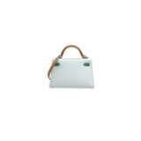A LIMITED EDITION BLEU BRUME, VERT JADE & GOLD EPSOM LEATHER TRICOLOR MINI KELLY 20 II WITH PALLADIUM HARDWARE - photo 3